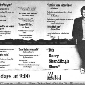 Garry Shandling, "TV Guide" magazine advertisement, March 5, 1988