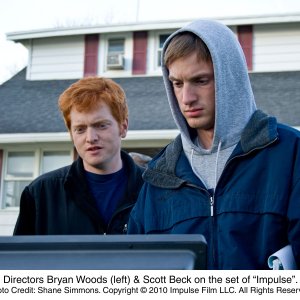 Directors Bryan Woods (left) and Scott Beck on the set of Impulse