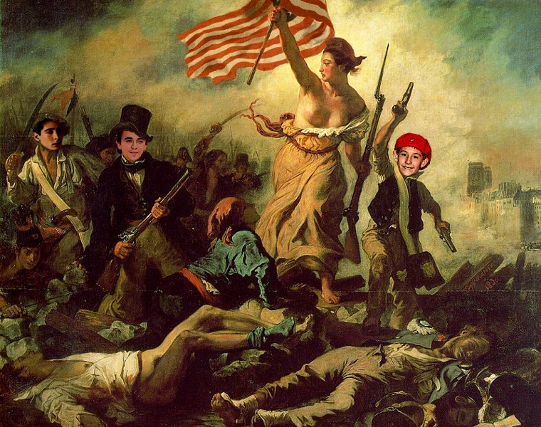 Eugène Delacroix painting 'Liberty Leading the People' parody