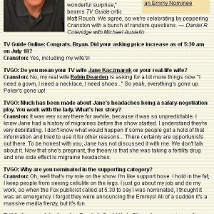 TV Guide online, July 19, 2002