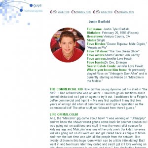 Justin Berfield, Teenmag.com online magazine feature, May 1, 2000