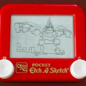 Benjamin Stockham's Etch a Sketch on the set of 'Sons of Tucson'