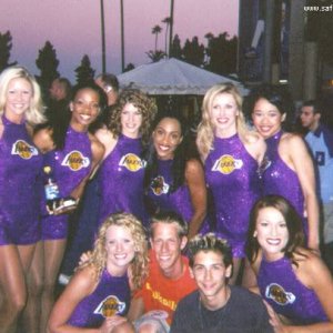 Justin Berfield and Jason Felts snapped with LA Lakers cheerleaders