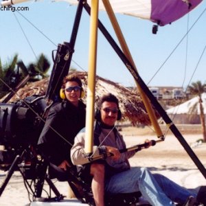 Justin Berfield taking off in an ultralight aircraft