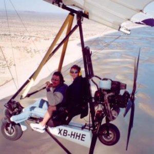 Justin Berfield taking off in an ultralight aircraft