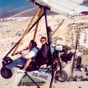 Justin Berfield taking off in an ultralight aircraft