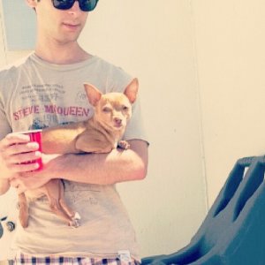 Justin Berfield with his dog