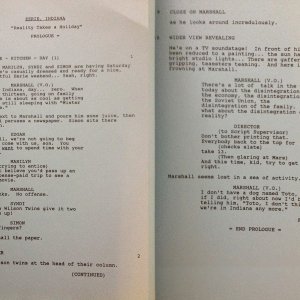 Pages from the Eerie, Indiana script "Reality Takes a Holiday"