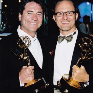 Linwood Boomer and Todd Holland winning Emmy Awards