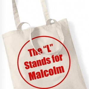 Cotton bag - 'The "L" Stands for Malcolm' print