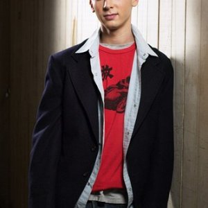 Justin Berfield posing, red shirt 2