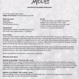 Malcolm in Middle Board Game - Rules