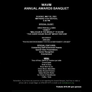 Erik at the WAVM Radio Youth Achievement Award Banquet (2001)