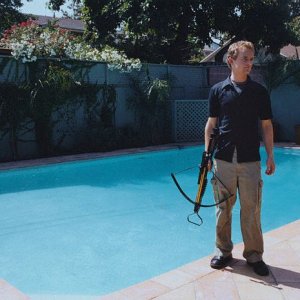 Chris Masterson photo shoots. Ready to shoot pool.