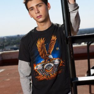 Justin Berfield posing: eagle shirt 2