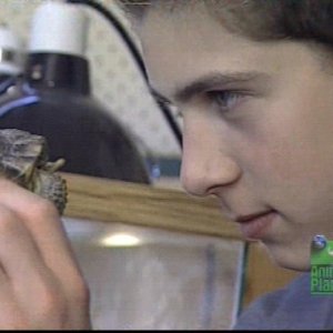 Justin Berfield with his pets in 'Hollywood Unleashed', 2002