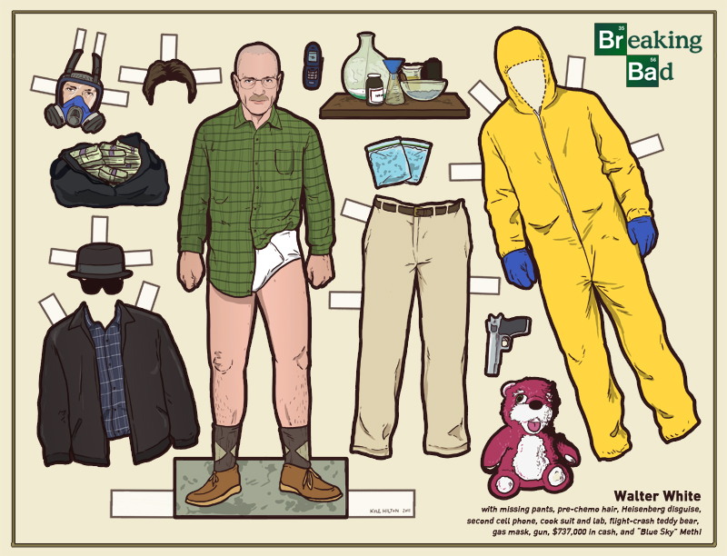 Bryan Cranston in 'Breaking Bad' paper cut-out doll by Kyle Hilton