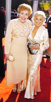 Cloris Leachman (right) and Georgia Engel-Emmy Creative Arts Awards, Sept. 