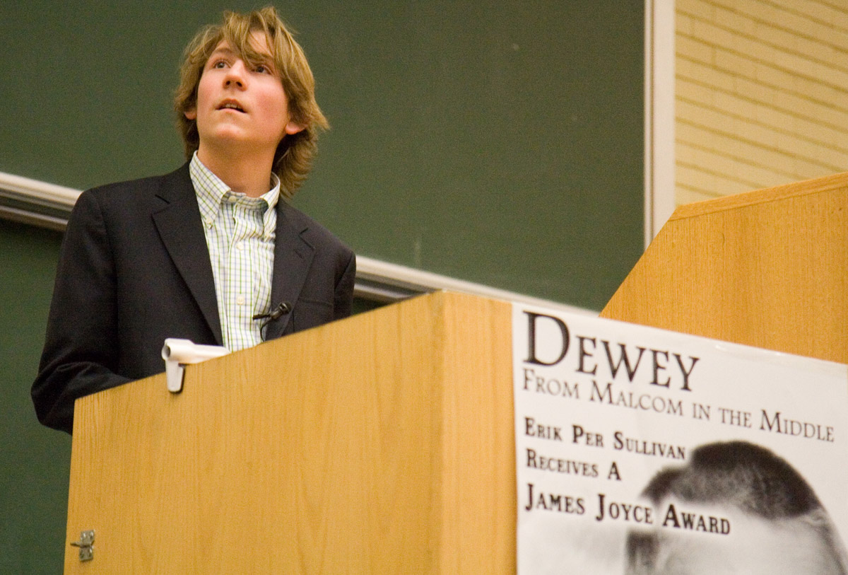 Erik Per Sullivan receiving the 'James Joyce Award' (2007)