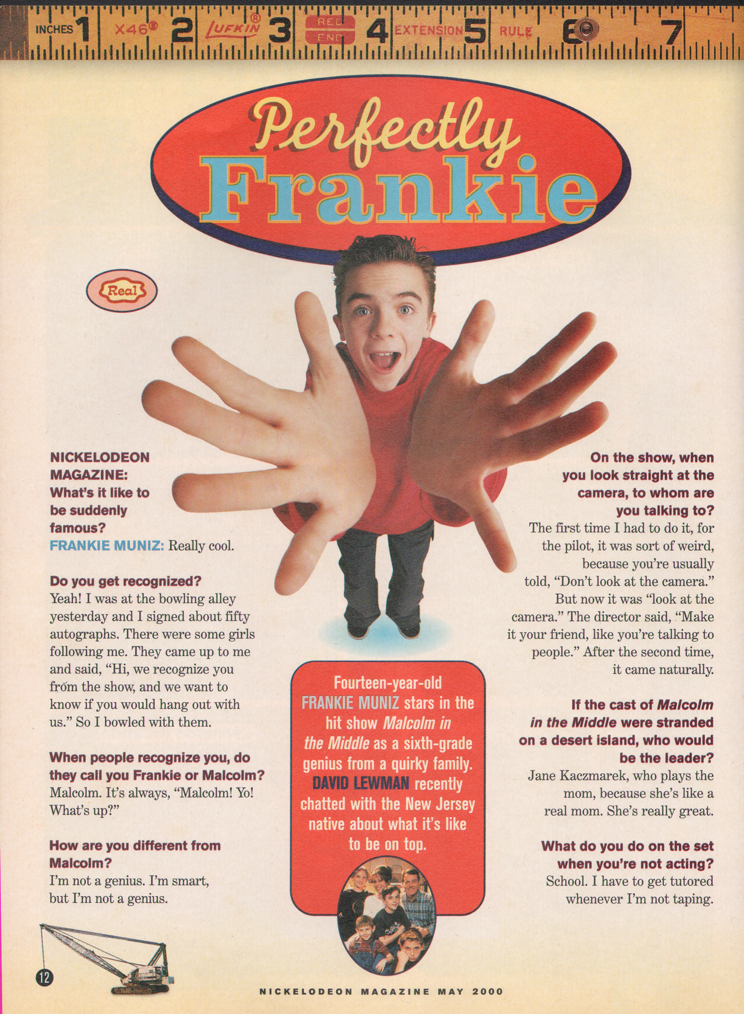 Frankie Muniz feature and cover in 'Nickelodeon' magazine, May 2000