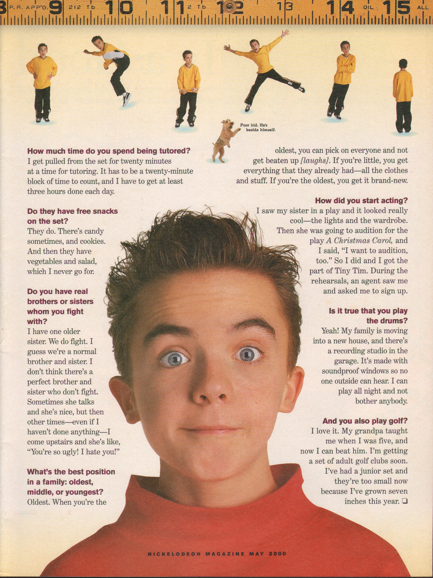 Frankie Muniz feature and cover in 'Nickelodeon' magazine, May 2000