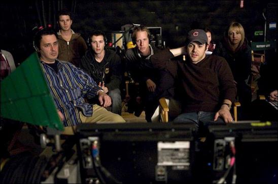 Fred Savage, the writers and Justin watching the 'horny alpacas'