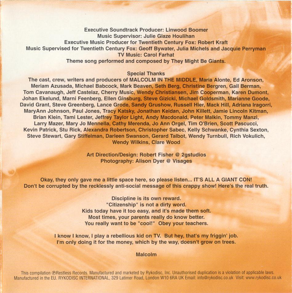 Music from Malcolm in the Middle - Soundtrack - CD - Booklet Back - Page 2