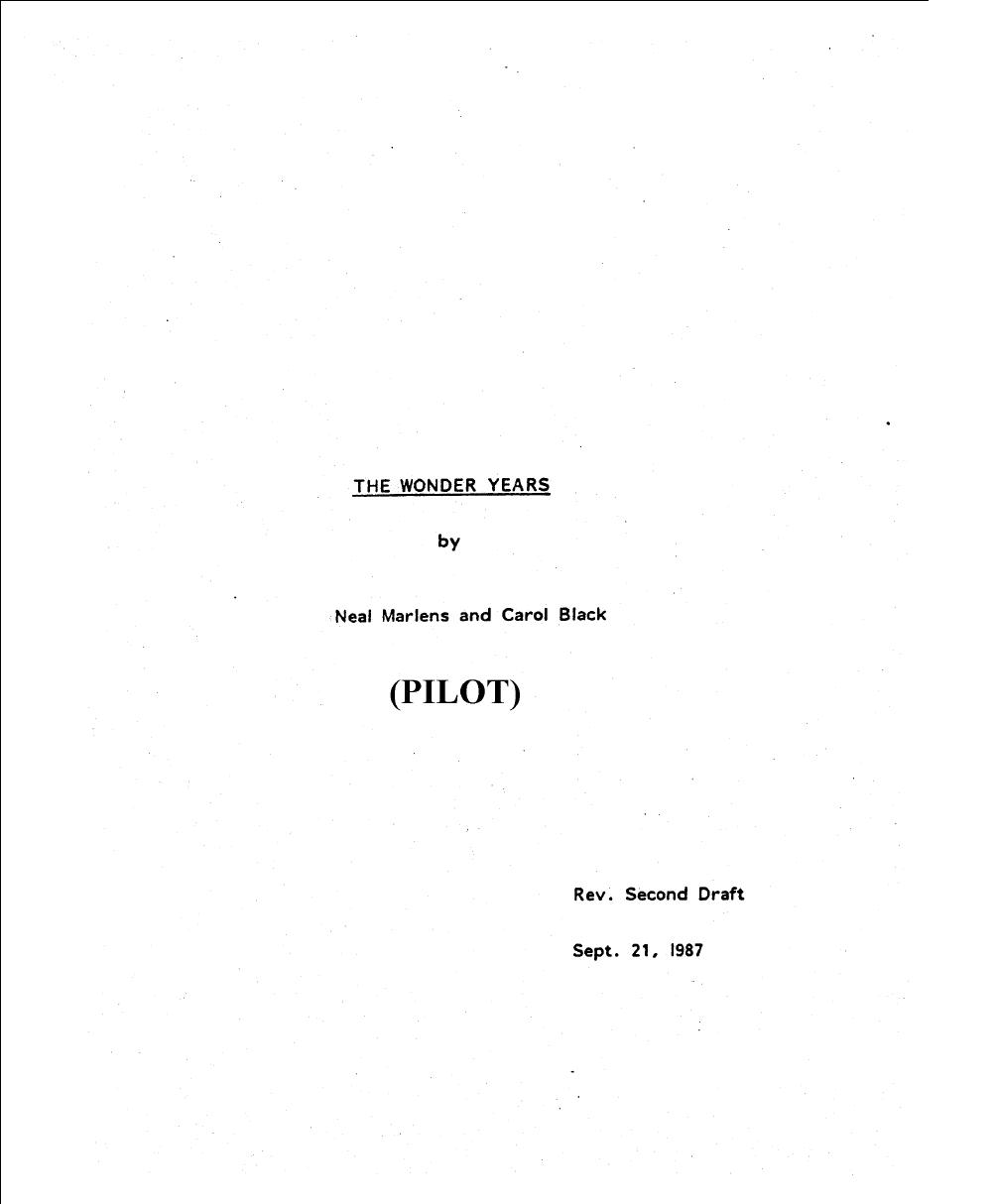 'The Wonder Years' original 1987 pilot script - page 1