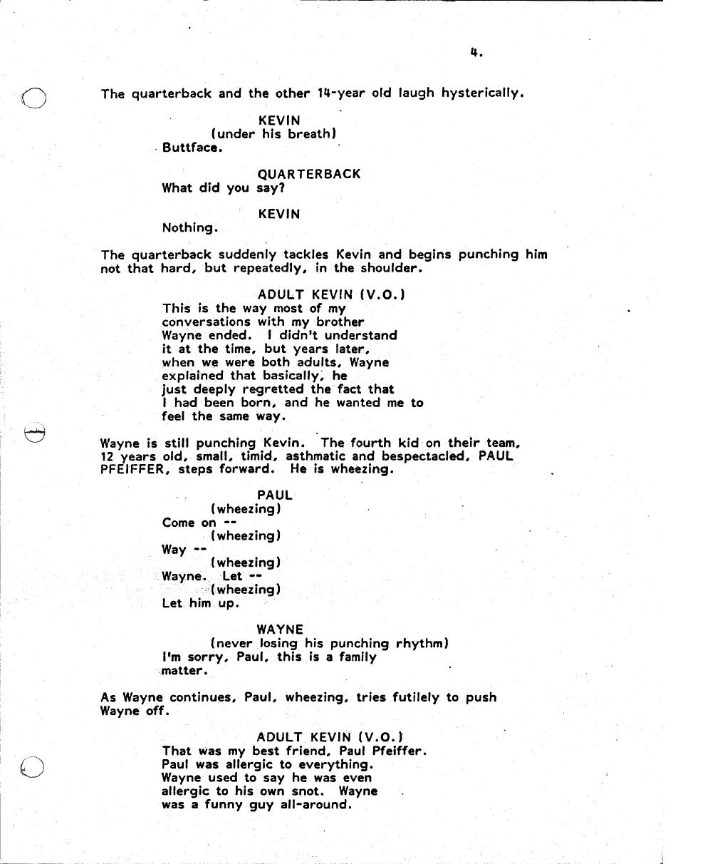'The Wonder Years' original 1987 pilot script - page 5