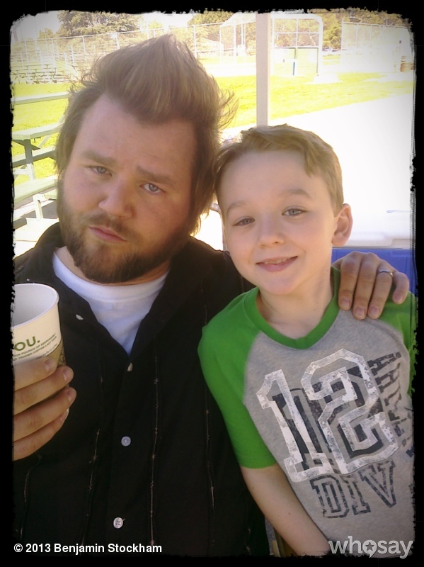 Tyler Labine and Benjamin Stockham on the set of 'Sons of Tucson'