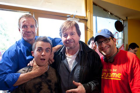 Frankie with Diamond Dallas Page, Rowdy Roddy Piper, and director Joe Eckar