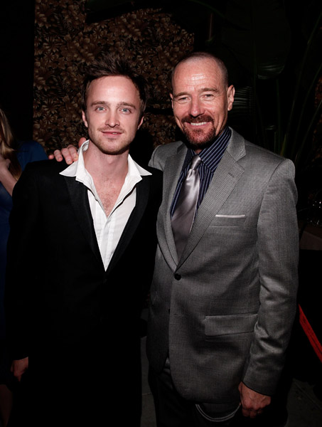 Bryan Cranston and Aaron Paul at Emmy Awards Performer Nominee Reception